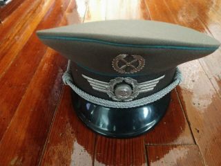 Vintage East German Military Air Force Officer Visor Hat Cap Nva Size 57