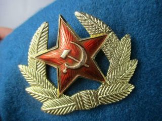 Vintage Soviet Blue Beret Cap With Badge Red Army & Paratrooper Airborne Pin (31 2