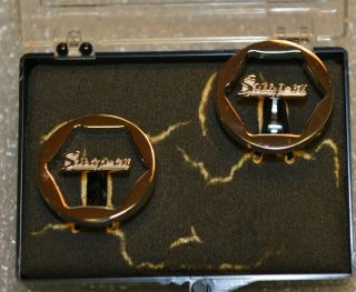 Snap - On Tools Chrome Silver Cuff Links Vintage Old Antique Nos