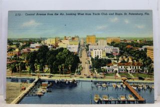 Florida Fl St Petersburg Central Avenue Yacht Club Postcard Old Vintage Card Pc
