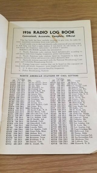 Vintage 1936 Radio Log Book N.  America Police & Foreign Short Wave Stations 3