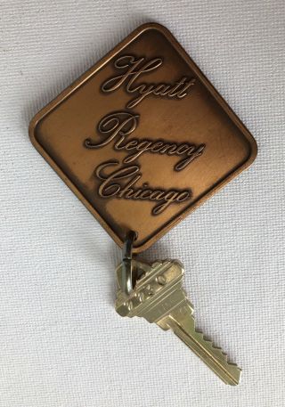 Vintage Hyatt Regency Chicago Illinois Hotel Room Key Brass Tag Fob