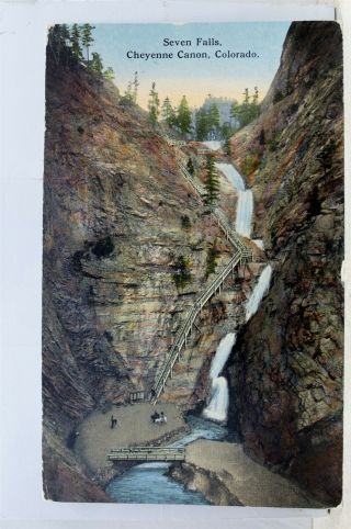 Colorado Co Cheyenne Canon Seven Falls Postcard Old Vintage Card View Standard