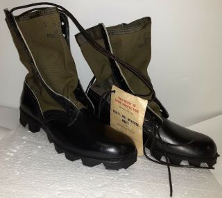 Vintage Us Army Cold War Era Mens Hot Weather Spike Protective Boots Size 9