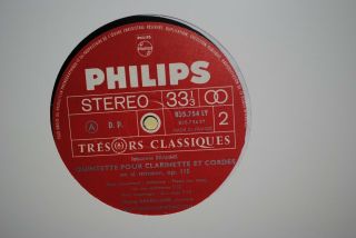 BRAHMS Quintette Avec Clarinette TRESORS CLASSIQUES PHILIPS HI FI STEREO LP 3