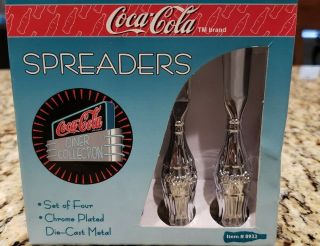 Coca Cola Set Of 4 Cheese Spreaders Coke Collectible Vintage Chrome Die Cast