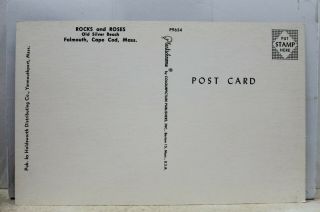 Massachusetts MA Cape Cod Falmouth Rocks Roses Silver Beach Postcard Old Vintage 2