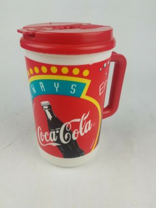 Vintage 90s Coca Cola 32 Oz Whirley Thermos W/ Lid Travel Mug Cup Insulated