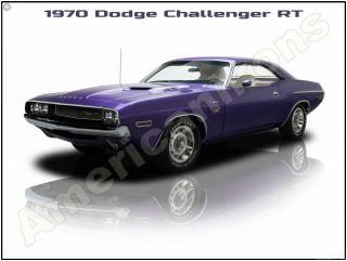 1970 Dodge Challenger R/t In Purple Metal Sign: Pristine Restoration