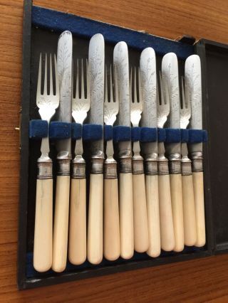 Set of 6 Vintage Silver - plated Fish Knives and Forks,  Circa 1905 2