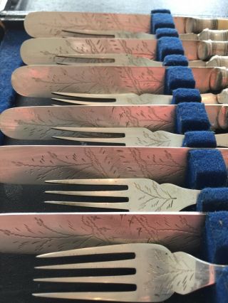 Set of 6 Vintage Silver - plated Fish Knives and Forks,  Circa 1905 3