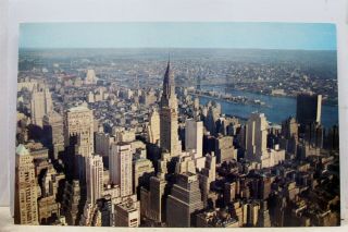 York Ny Nyc Empire State Building Observatory Chrysler Postcard Old Vintage