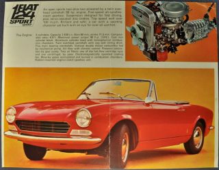 1969 Fiat 124 Sport Spider Convertible & Sport Coupe Brochure Sheet 69