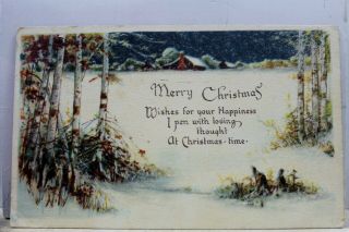 Christmas Merry Xmas Wishes For Happiness Loving Thought Postcard Old Vintage Pc