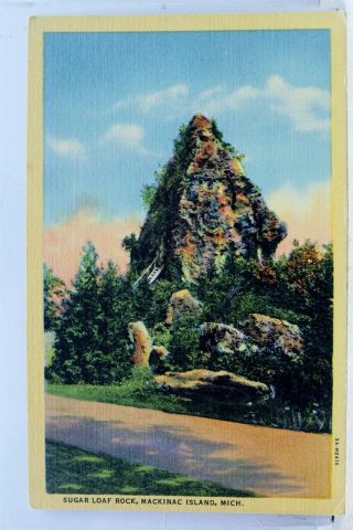 Michigan Mi Mackinac Island Sugar Loaf Rock Postcard Old Vintage Card View Post