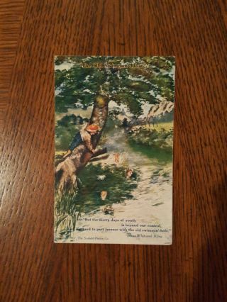 Vintage Postcard " The Old Swimmin Hole " James Whitcomb Riley 1907