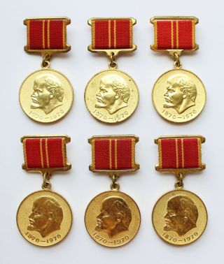 6 Ussr Russian Soviet Medal 100 Years Vladimir Lenin For Valiant Labor