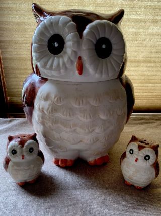 Better Homes And Garden Owl Cookie Jar W Salt And Pepper Shakers