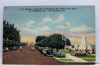 Florida Fl St Petersburg Recreation Pier Yacht Basins Postcard Old Vintage Card