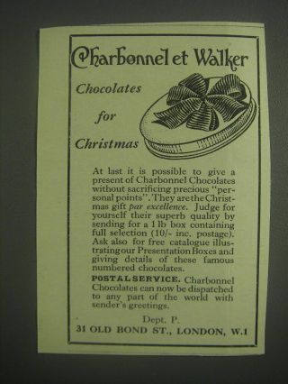 1953 Charbonnel Et Walker Chocolates Ad