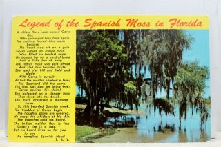 Florida Fl Legend Of The Spanish Moss Postcard Old Vintage Card View Standard Pc