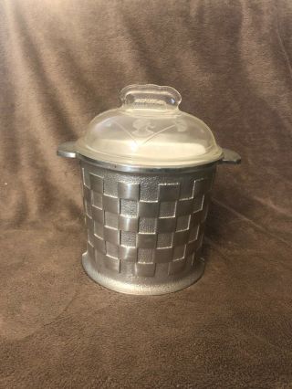 Vintage Guardian Service Ware Ice Bucket W/ Plastic Liner & Glass Guardian Lid