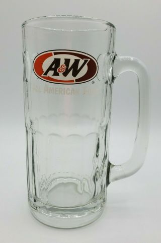Vintage Heavy Glass A&w Root Beer Mug Arrow Logo 7 " Tall 2lbs All American Food