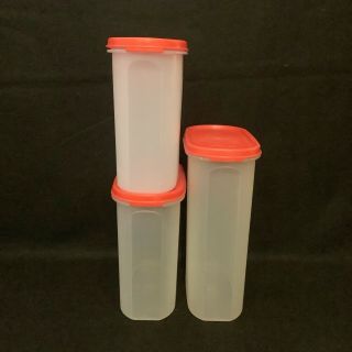 Tupperware Modular Mates,  Set Of 3 With Red Lids