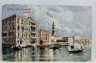 Italy Venice Hotel De Europe Postcard Old Vintage Card View Standard Souvenir Pc