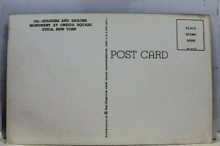 York NY Utica Oneida Square Soldiers Sailors Monument Postcard Old Vintage 2