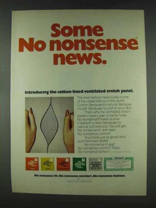 1978 No Nonsense Panty Hose Ad - Some News
