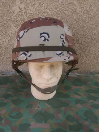 Usgi Pasgt Helmet W/ Desert Storm Chocolate Chip Camo Cover Size L - 2 Large