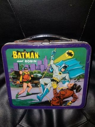 1966 Batman And Robin Vintage Metal Lunchbox And Thermos,  Aladdin