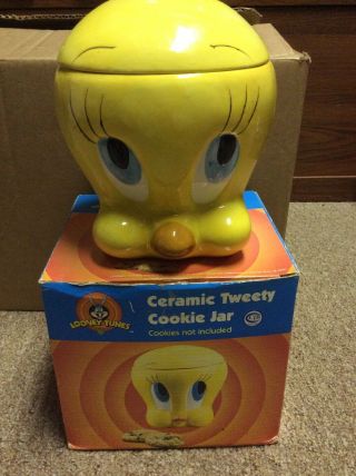 Tweety Bird Head Cookie Jar Warner Brothers Looney Tunes Yellow