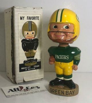 1968 Green Bay Packers Vintage Boy Nodder Bobblehead Nfl Merger Series W/ Box