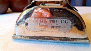 Vintage Crown Mfg.  Co.  St.  Louis Mo.  110V 600 W Type 3400 Clothing Iron C1580 - B 2