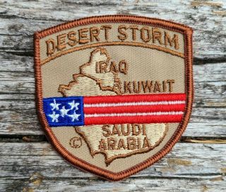 Vintage Us Military Gulf War Operation Desert Storm & Flag 3 " Shield Patch