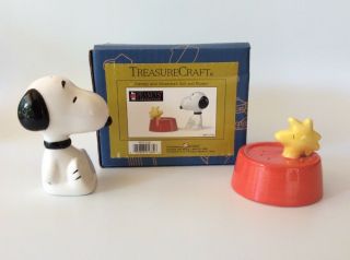 Snoopy Salt And Pepper Shakers,  W/original Box,  Peanuts,  Treasure Craft