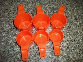 Vintage Tupperware Orange Nesting Set Of 6 Measuring Cups Vgc