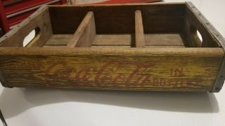 Vintage Coca - Cola Yellow Wooden Crate Carrier