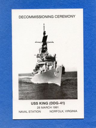 Uss King Ddg 41 Decommissioning Navy Ceremony Program