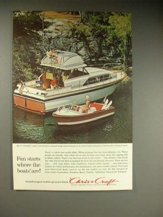 1963 Chris - Craft 37 - Ft Constellation,  17 - Ft Ski Boat Ad