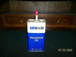 Collectible Vintage Union 76 Household Oil / Handy Oiler 4 Oz Can / 2/3 Full