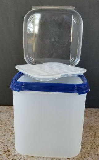 Tupperware Modular Mates Square 3 17 Cups Blue & Clear Hinged Lid & Baker 