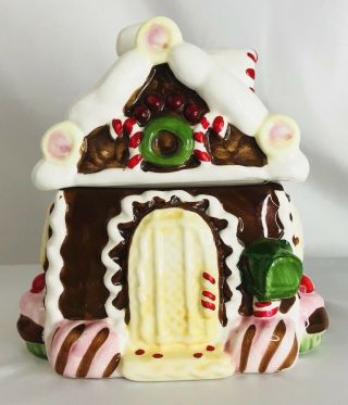 Christmas Gingerbread House Holiday Cookie Jar 9 In