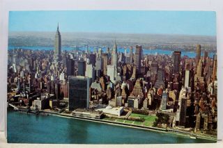 York Ny Nyc East River United Nations Empire State Building Postcard Old Pc