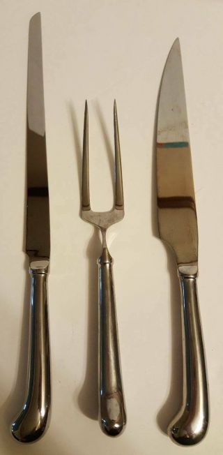 Vintage 3 Piece Turkey Carving Knife Set Stainless Steel Made In Japan