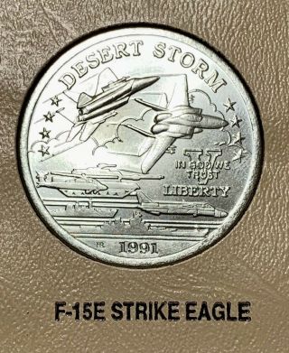 The Worlds First Legal Tender Desert Storm $5.  00 Coin F - 15e Strike Eagle