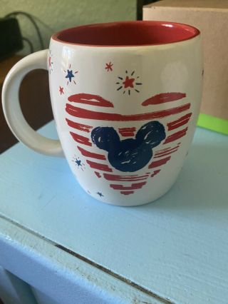 Starbucks Disney Parks Americana Mickey Heart Red White Blue Mug Cup