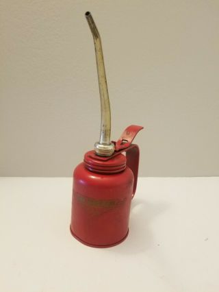 Vintage Red Ace Hardware Oil Can Oiler With Curved Spout With Airplane On It